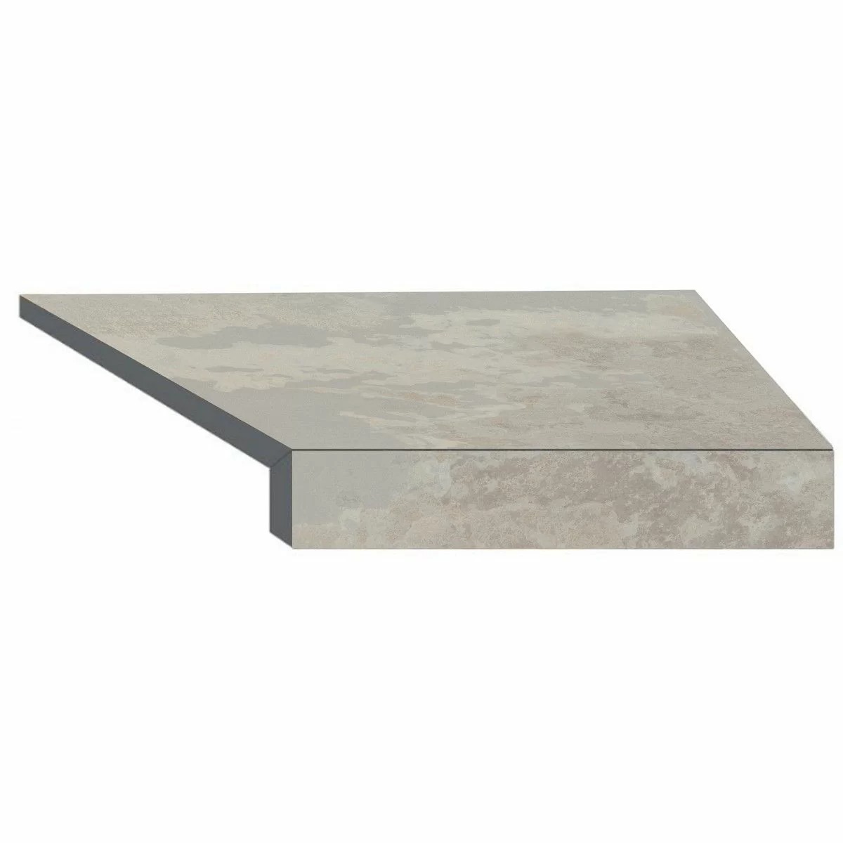Кутовий Г-подібний елемент бортової плитки Aquaviva Loft Sand, 600x345x50(20) мм (правий/45°)